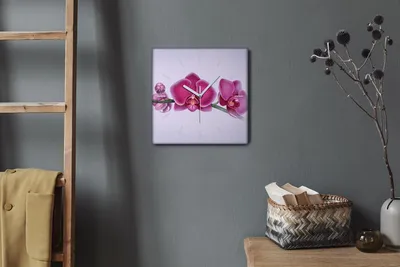 Produktbild von Coloray Hodiny Unikátní 30x30 cm  Tiché hodiny Pro obývací pokoj a kuchyň Nástěnné hodiny Plátno Bílé ručičky hodin - Větev k rozkvětu