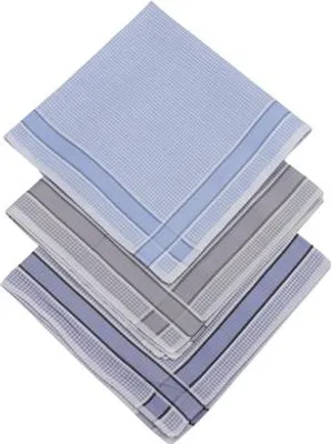 Produktbild von D&L Herren Taschentücher - Baumwolle - Kariertes Satinmuster - 12er Pack - Weiche Qualität