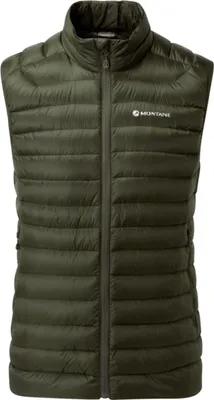 Dunkelgrüne Herren-Weste von Montane; gefüttert und ohne Ärmel; ideal für kalte Temperaturen.