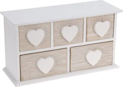 Produktbild von Schränkchen Holz - 5 Herz Schubladen - 24x13x9 - C46215180