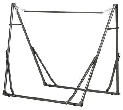 Obrázek produktu pro Stojan na houpací síť 2 v 1 s věšákem na prádlo | Barva: černá + stříbrná | Rozměry: 92 x 290 x 88 cm