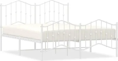 Produktbild von vidaXL Bettgestell mit Kopf- und Fußteil Metall Weiß 135x190 cm