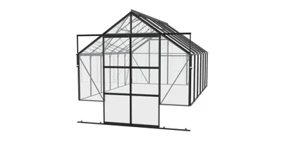 A 3D rendering of a greenhouse.