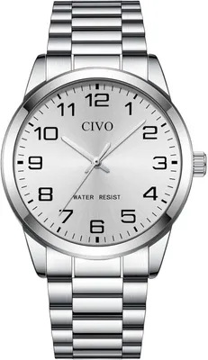Produktbild von Herren Armbanduhr Analog Quarz Edelstahl Silber Wasserdicht 3ATM Leicht Lesbares Zifferblatt Klassische Business Uhr