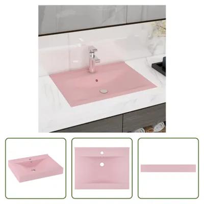 Immagine prodotto di The Living Store Lavabo con foro per rubinetto rosa opaco 60x46 cm in Vetroceramica