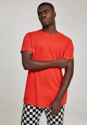 Produktbild von Urban Classics TB638 | Shaped Long Tee Herren T-Shirt - Farbe: bloodorange - Größe: S