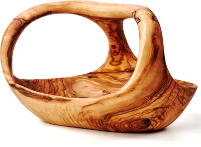 Produktbild von Korbschale aus Olivenholz mit Henkel 45 cm