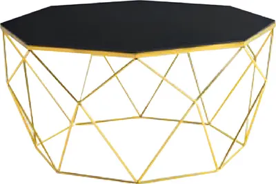 Image de Table basse moderne Table de salon Table d'appoint en verre or Table