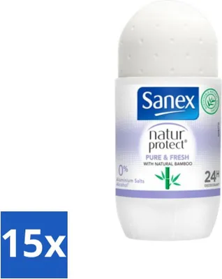 Productafbeelding van Sanex Natur Protect – Deodorantroller – Zachte en frisse geur – Met natuurlijke bamboe – 50 ml - Voordeelverpakking - 15 stuks
