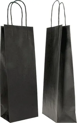 Produktbild von Weinbeutel aus schwarzem Kraftpapier, 25 Stück, 14 x 8 x 40 cm, für Flaschenverpackung