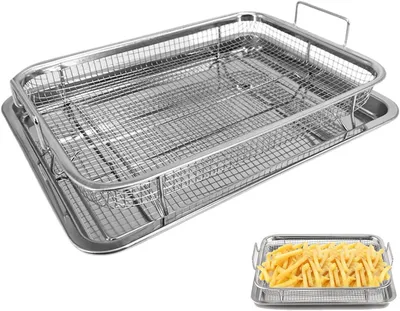 Immagine prodotto di Set di 2 accessori per la cottura al forno: un cestello per grigliare e una piastra. Dimensioni: 30,2 cm x 22,5 cm