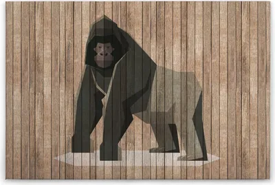 Produktbild von Leinwandbild Affe 60 x 90 cm - Wandbild Gorilla Braun Grau - Keilrahmen Tiere Wohnzimmerdeko Wanddeko Wandgemälde