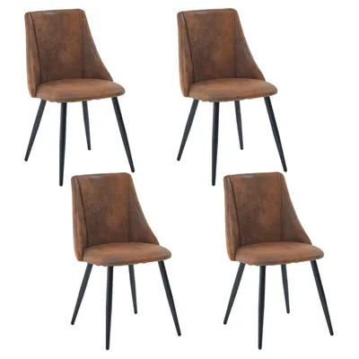 Immagine prodotto di Meubles Cosy Set di 4 sedie da pranzo in stile industriale in pelle scamosciata con gambe in metallo nero – SMEG