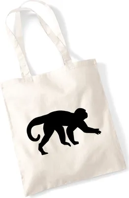 Produktbild von Huuraa Jutebeutel Affe Silhouette 10 Liter Natural Baumwolle Tasche Geschenkidee