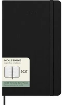Obrázok produktu pre Moleskine 12-mesačný týždenný kalendár 2027, veľký/A5, 1 týždeň = 2 strany, horizontálny, tvrdá väzba, čierny