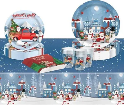 Immagine prodotto di Set decorazioni natalizie per 16 ospiti - Pupazzo di neve