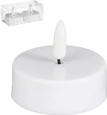 Produktbild von Mica Decorations LED Teelicht batteriebetrieben weiß Ø 6 x 5 cm warmweiß 2 Stück