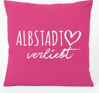 Produktbild von Huuraa Kissen Albstadt verliebt 40x40cm mit Füllung Fuchsia Baumwolle Dekokissen Geschenkidee
