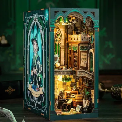 Produktbild von DIY Book Nook Raum der Wünsche - 3D-Puzzle - 156 Teile - Miniaturhaus aus Holz - mit LED