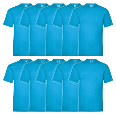 Produktbild von 10er Pack Fruit of the Loom Valueweight T-Shirt + GRATIS MyShirt Stoffbeutel Farbe: azurblau Größe: L