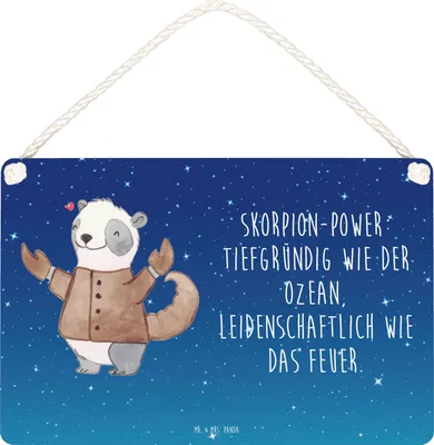 Produktbild von Mr. & Mrs. Panda Schild Skorpion Astrologie DIN A6 - Sternenhimmel Blau - Geschenk, kleine aufmerksamkeit, Sternzeichen, Geburtstagsgeschenk, Türschild, Tierkreiszeichen