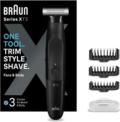 Immagine prodotto di Rasoio ibrido BRAUN Serie X XT3100, lama flessibile 4D, impermeabile, 3 pettini per il viso
