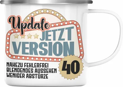 Produktbild von Trendation - 40. Geburtstag Frauen Emaille Tasse Geschenk Geschenkidee 40er Geburtstag Mutter Mama Version 40 Männer Mann (Silber)