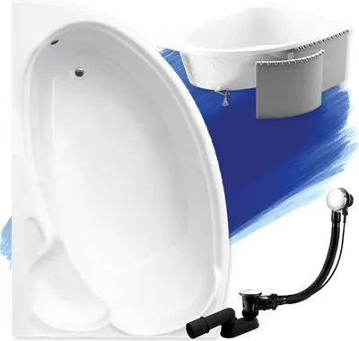 Produktbild von BADLAND Eckbadewanne Badewanne Finezja LINKS 170x110 mit Ablaufgarnitur, Füßen und Styroporverkleidung GRATIS