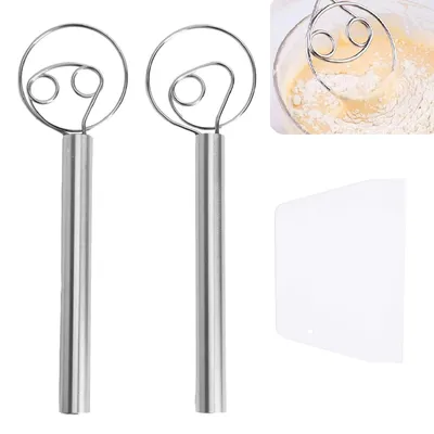 Deense Teigbesen 2er Set, 304 Edelstahl, 9 cm, mit Teigschaber
