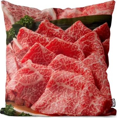 Produktbild von VOID Roastbeef Wagyu Fleisch Kissenbezug Kissenhülle sofa couch wohnzimmer dekoration wasserfest Outdoor Garten Kissen bezug deko
