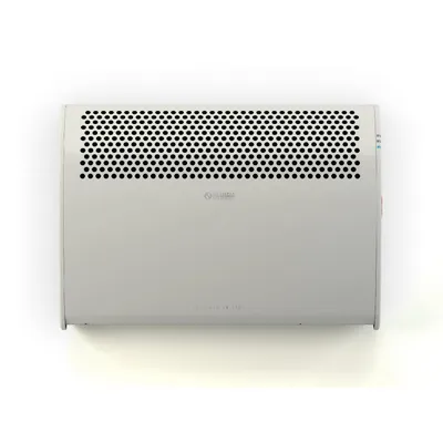 A white electric heater is shown against a white background.