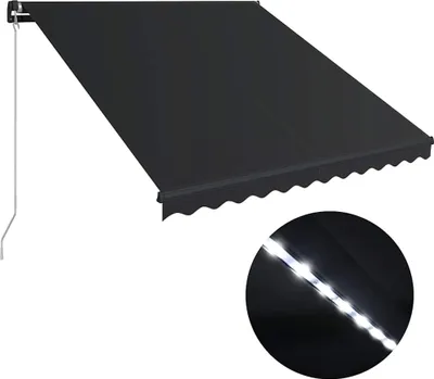 Obrázek produktu pro vidaXL Markýza ručně zatahovací s LED diodami 300x250 cm antracitová