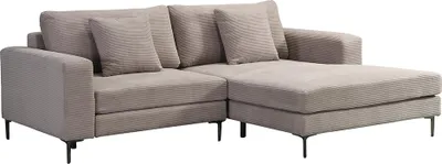 Produktbild von HOME DELUXE Sofa BELLANO Beige M 238 x 188 x 94 cm - Ottomane: Rechts| inkl. Zierkissen Cordsofa, L – Form Sofa, Ecksofa, Cordstoff