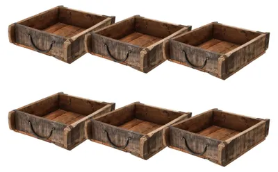 Produktbild von Novaliv 6x Holzkiste Vintage 30 x 25 x 8 cm Alte Ziegelform Holz Groß Allzweckkiste aus recyceltem Altholz Jede Form EIN Unikat – Vintage Kiste Deko