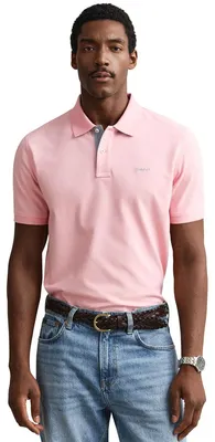 Produktbild von Gant Polo Slim Fit rosa einfarbig Baumwolle