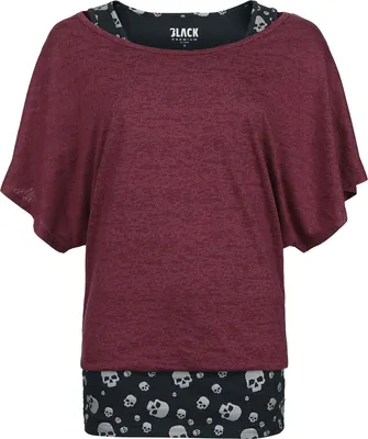 Produktbild von Black Premium by EMP Damen bordeaux-schwarzes T-Shirt und Top Doppelpack L