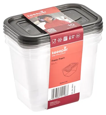 Immagine prodotto di keeeper 3067482700000 keeeper vaso per alimenti "fredo fresh", 3x 1,0 litri, quadrato