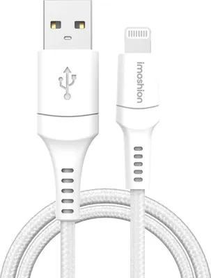 Productafbeelding van imoshion Lightning naar USB kabel - Non-MFi - Gevlochten textiel - 2 meter - Wit