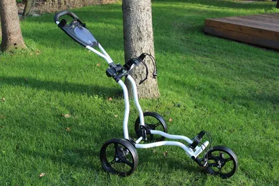 Produktbild von 3-Rad Golftrolley mit Federung schwarz/weiß Golfwagen Golf Golfcart Golftrolly
