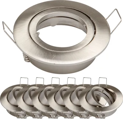 Produktbild von 6x Einbaurahmen GU10 SET Satin-Nickel 818-SN Ø65 mm IP20