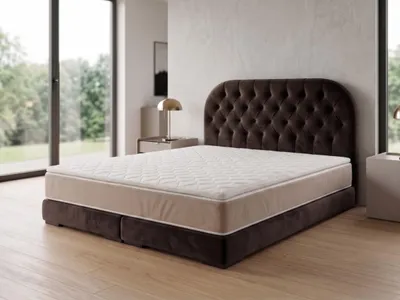 Produktbild von Polsterbett  LEON 4 mit Kopfteil, modernes gepolstertes Bett in 140 x 200 cm Farbe: Braun