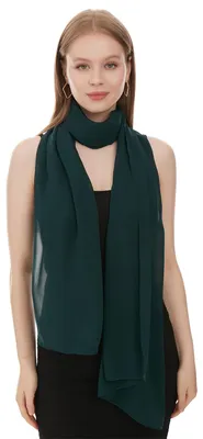Immagine prodotto di Sciarpa in chiffon da donna. Foulard verde scuro, sciarpa, scialle da donna