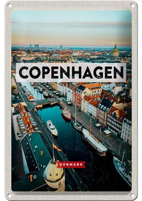 Produktbild von Blechschild Reise 20x30cm Copenhagen Denmark Altstadt Fluss