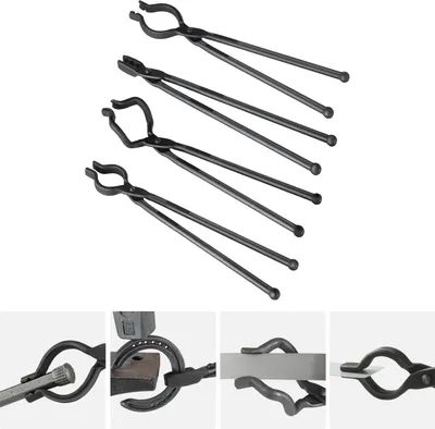 Immagine prodotto di SucceBuy Set di pinze per forgiatura da 18 pollici, 4 pezzi, pinza a V, ganascia a lupo, pinza a Z-V, pinze di presa, pinze per forgiatura Acciaio al carbonio con rivetti in acciaio A3 per il fabbro
