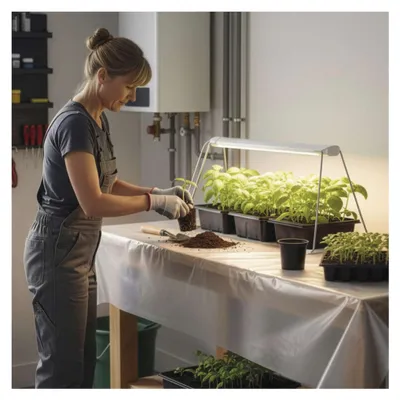 LED GROW pěstební lampa na sazenice 15 W, časovač, bílá