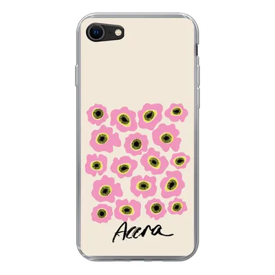 Produktbild von MuchoWow® Handyhülle Schutzhülle Hülle für iPhone 7 Blumen - Rosa - Ghana Silikon Softcase Handy Hülle - Kartenhalter