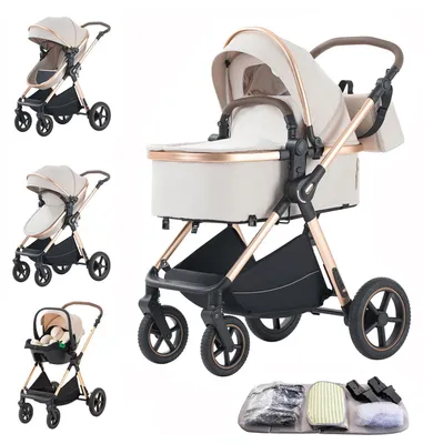 Produktbild von Kinderwagen, kompaktes Design, anpassbare Funktionen, weiß
