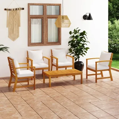 Immagine prodotto di Maison Exclusive - Set da giardino 5 pezzi con cuscini in legno massello di acacia