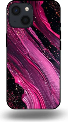 Produktbild von Smartphonica Handytasche passend für iPhone 13 Mini mit Marmordruck - TPU Rückendeckung Fall Marmor Design - Lila Pink