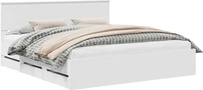 Zdjęcie produktu dla vidaXL Rama łóżka z szufladami biała 200 x 200 cm Drewno sosnowe